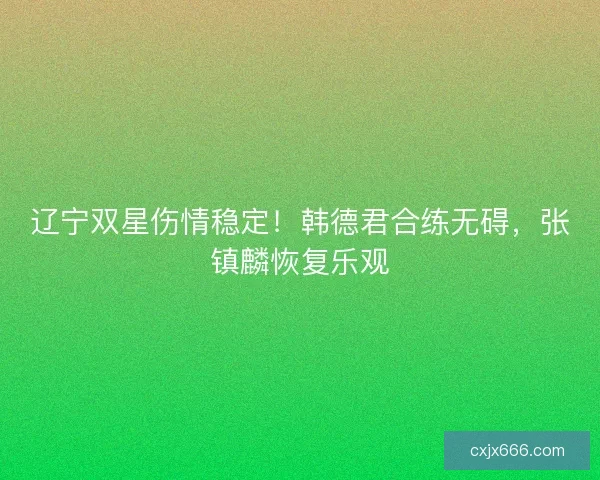 辽宁双星伤情稳定！韩德君合练无碍，张镇麟恢复乐观