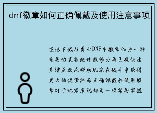 dnf徽章如何正确佩戴及使用注意事项