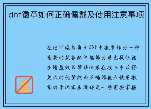 dnf徽章如何正确佩戴及使用注意事项
